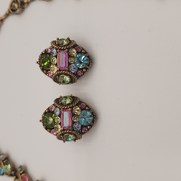 HOLLYCRAFT Vintage Multicolor Crystal Necklace and Earring Set - Picture 6 of 11